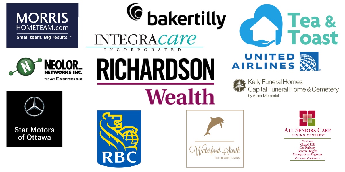 Logos of 2025 Walk for dementia corporate sponsors updated Sept 3 2025